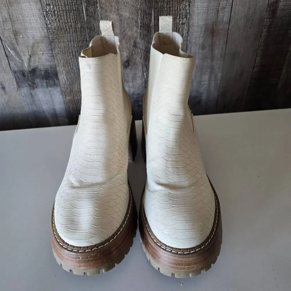 MIA Alejandro Ivory Snake Platform Chelsea Boots 10M Party Festival Concert